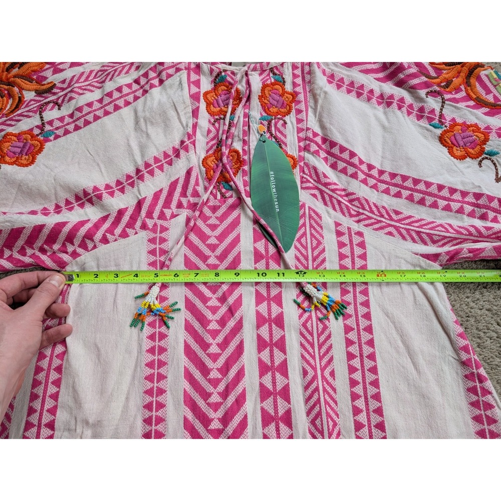 Farm Rio Jacquard Embroidered Maxi Dress Womens Medium NWT Pink Oversized Floral - Picture 5 of 12